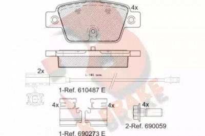 R BRAKE rb2043 -  Комплект тормозных колодок, дисковый тормоз